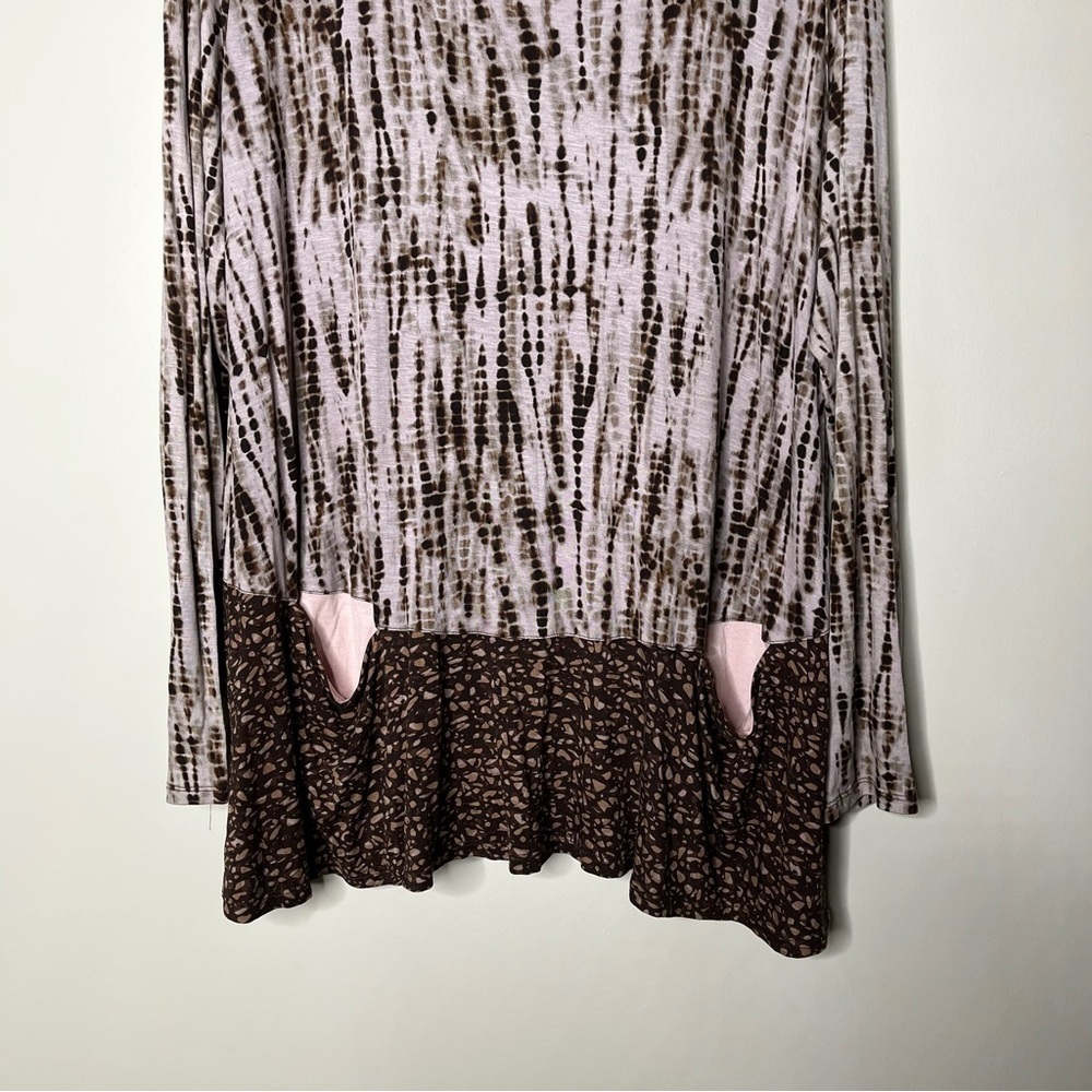 LOGO Lori Goldstein Tie Dye Like Long Sleeves Tunic  With Contrast Hemline SZ XL - Picture 3 of 13